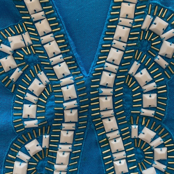 Lilly Pulitzer Valencia beaded tunic top turquoise - Picture 4 of 6